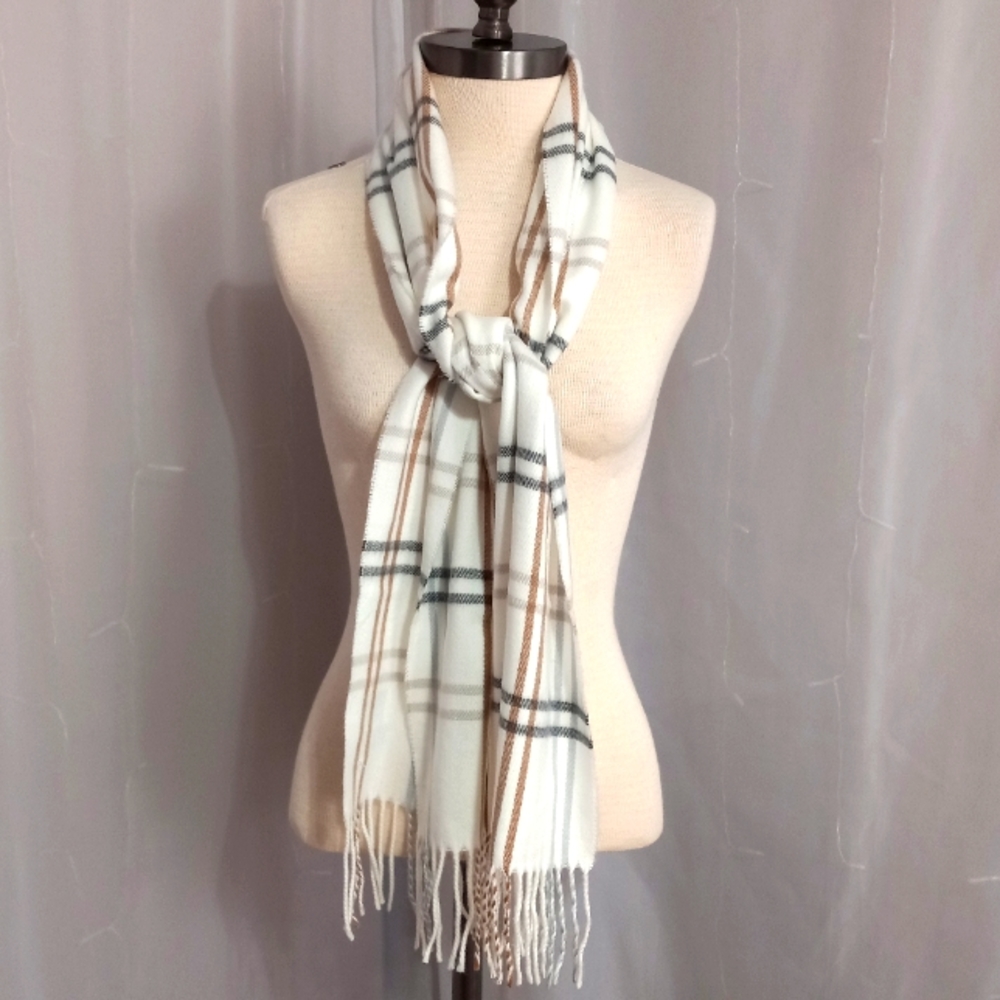 Cejon - Plaid Scarf With Fringe Made In Italy